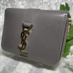 サンローラン 二つ折り財布 ラウンドジップ カサンドラ グレー YSL