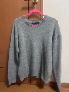 【値下げ】Polo by Ralph Lauren グレー Vネックセーター L