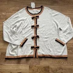 ☆新品未使用☆STACLOリボン付きカーディガン 5Lスナップボタン大きいサイズ