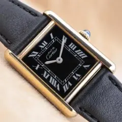 Cartier マストタンク SM ヴェルメイユ 手巻き 925 ゴールド 黒