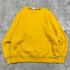 ラッセルアスレチック　前V 無地　ブランク　長袖　スウェット　古着　イエロー　M