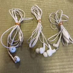 ホワイト 有線イヤホン 3セット