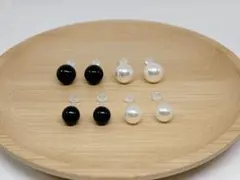【877】パール系樹脂ピアス4ペア アレルギー対応 ポストピアス シンプル　一粒