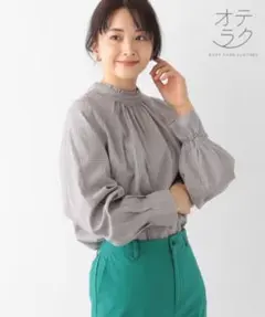 GLOBAL WORK お手入れらくらく 襟フリル 2WAY ブラウス