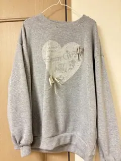 グレー ハートプリント スウェット