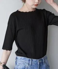 ロペピクニック　Beauty knit/スカラップネックハーフスリーブニットのサムネイル