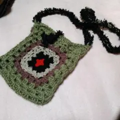 かぎ針編みポシェット 緑