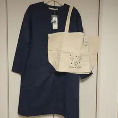 新品⬜セルフサービス　ライナー付き　ノーカラーコート　エコ　トートバッグ　Mのサムネイル