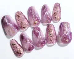 ꕤ︎︎133.大理石ネイル/ニュアンス/カシス/ミディアム/サイズ変更可