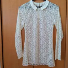 アイボリー レース 長袖シャツ