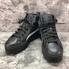 プーマ【24.5】メイズ 厚底 ハイカットスニーカー レザー ブラック