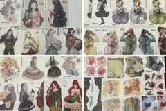 人物・装飾ステッカー女の子シール38枚セット　黒いたぬきcreampeachプク