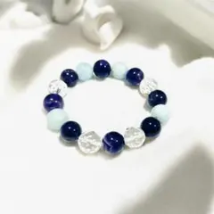 心に平穏を。アクアマリン・アメジスト・カット水晶のブレス！内幅15.5㎝±5㎜