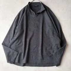希少サイズ 45R 45rpm 千鳥格子 ウール100% モックネックニット5のサムネイル