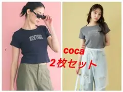コカ　ロゴ　Tシャツ　リブ　クロップド丈　ショート　セット　ガールズボーイズGU