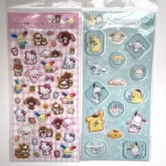 サンリオキャラクター シール ラメ入り樹脂もりシール　すりガラス風シール