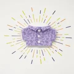 10cmぬい用 ぬい服 レオパードシャツ パープル①