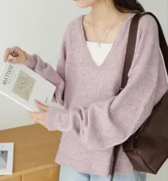 【Discoat】メランジヤーン深Vプルオーバー