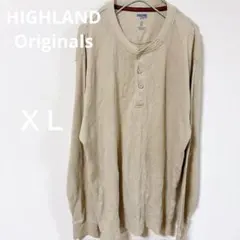 HIGHLAND Originals【XL 】ベージュ ヘンリーネックカットソー