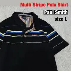 【Paul Smith】マルチストライプ 半袖 ポロシャツ sizeLのサムネイル