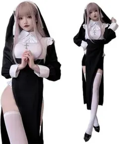 シスター コスプレ セクシー 修道女 衣装 6点セット 大きいサイズ 2XL