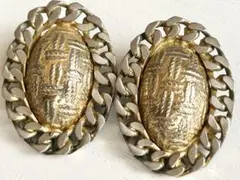 年代物 チェーンフレーム デザイン 存在感のあるvintageイヤリング