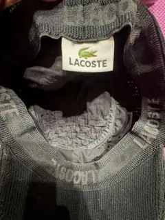 LACOSTE ニットキャップ　ブラック　フリーサイズ