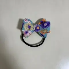 花柄リボン ヘアゴム