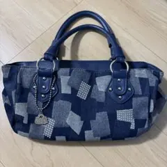 Sazaby ハンドバッグ デニム パッチワーク ネイビーのサムネイル