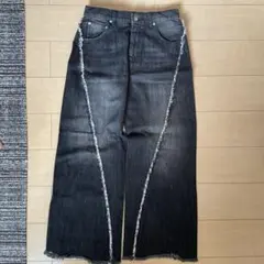 HARE フリンジ加工 ダークデニム ワイドパンツ S