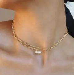 星小粒真珠パールネックレス マリハゴールド14Kコーティング