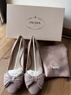 【新品未使用】PRADA プラダ リボン パンプス ピンク 37 1/2のサムネイル