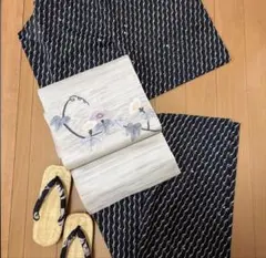 浴衣 有松絞り 亀甲柄帽子絞り バチ衿 綿 - メルカリ
