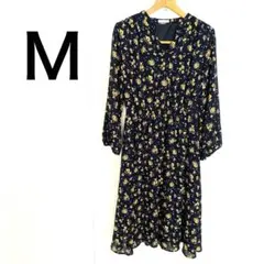 GLACIER ネイビー 花柄ワンピース Mサイズ