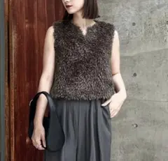 【美品】ブラウンファーベスト