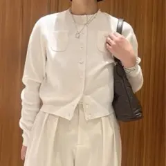 訳あり新品　CABaN コットンカシミヤ クルーネックカーディガン　ホワイト コットンカシミヤ クルーネックカーディガン（CABaN）｜ルミネの