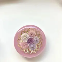 レジン　ヘアゴム ゴールドパーツ　かすみ草　パープル◡̈♥︎ピンク