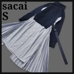 sacai サカイ ニット×シャツワンピース ストライプ ドッキング Mサイズ