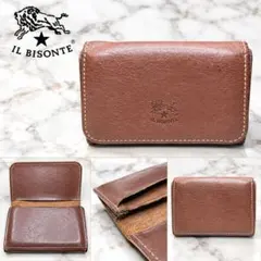 IL BISONTE カードケース レザー ブラウン イルビゾンテ 型押し 名刺