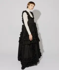 PERNAペルナギャザーキャミフリルワンピース◇黒Mロングロリータピンク 