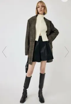 マウジー moussy F／LEATHER HW ハーフパンツ