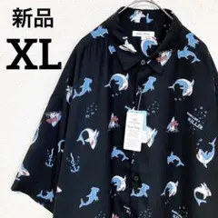 ★新品★Candy Fantasy 接触冷感 シルクタッチ サメ柄総柄シャツＬＬのサムネイル