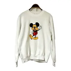 80s 90s Mickey Mouse ミッキー プリント スウェット 白