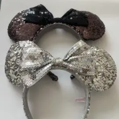 スパンコールカチューシャ　（ブラウン・シルバー）