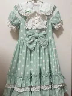 ドロシーさんのベビードールJSK 若草 ヘドレ・後ろリボン付 ボタン欠品