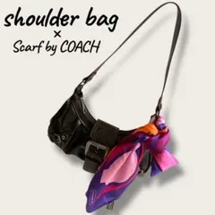 良品ブラウンミニワンショルダーバッグ★COACHコーチスカーフ★y2k平成ギャル