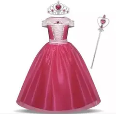 オーロラ姫風ドレス 130cmティアラ　ステッキ付き