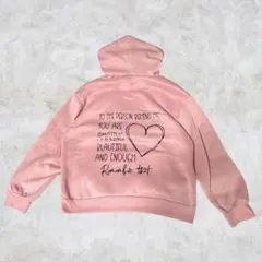 SHEIN パーカー ピンク Mサイズ バックプリント 裏起毛