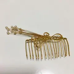 【美品】ゴールド パール 髪飾り