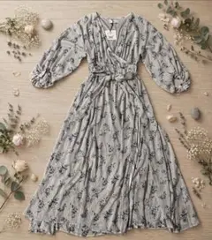 【新品タグ付】AVAN LILY 花柄 カシュクール ロングワンピース リボン